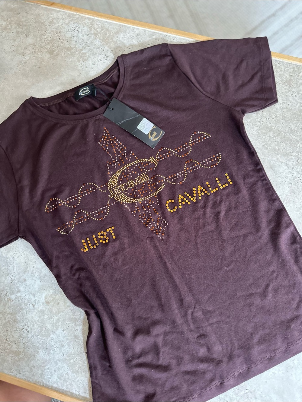 Just Cavalli Choko brown with Gold Rhinestone Logo New